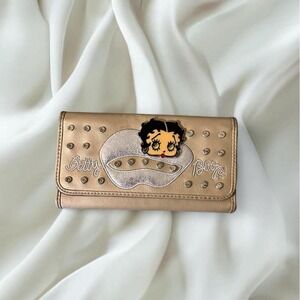 Betty Boop gold diamond studded tri-fold wallet y2k mcbling